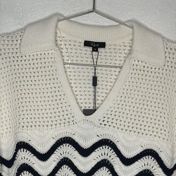 NWT Rails Louise Sweater Wave Blue/White Stripe Cotton XS - Picture 4 of 11